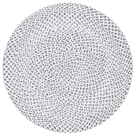 Safavieh 3 x 3 ft. Braided Hand Loomed Round Area Rug; Grey & Ivory BRD801F-3R